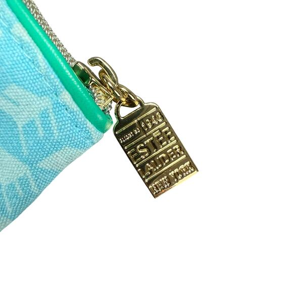 Estée Lauder Cosmetic Makeup Bag Blue with Various Sticker like Designs - Picture 7 of 7